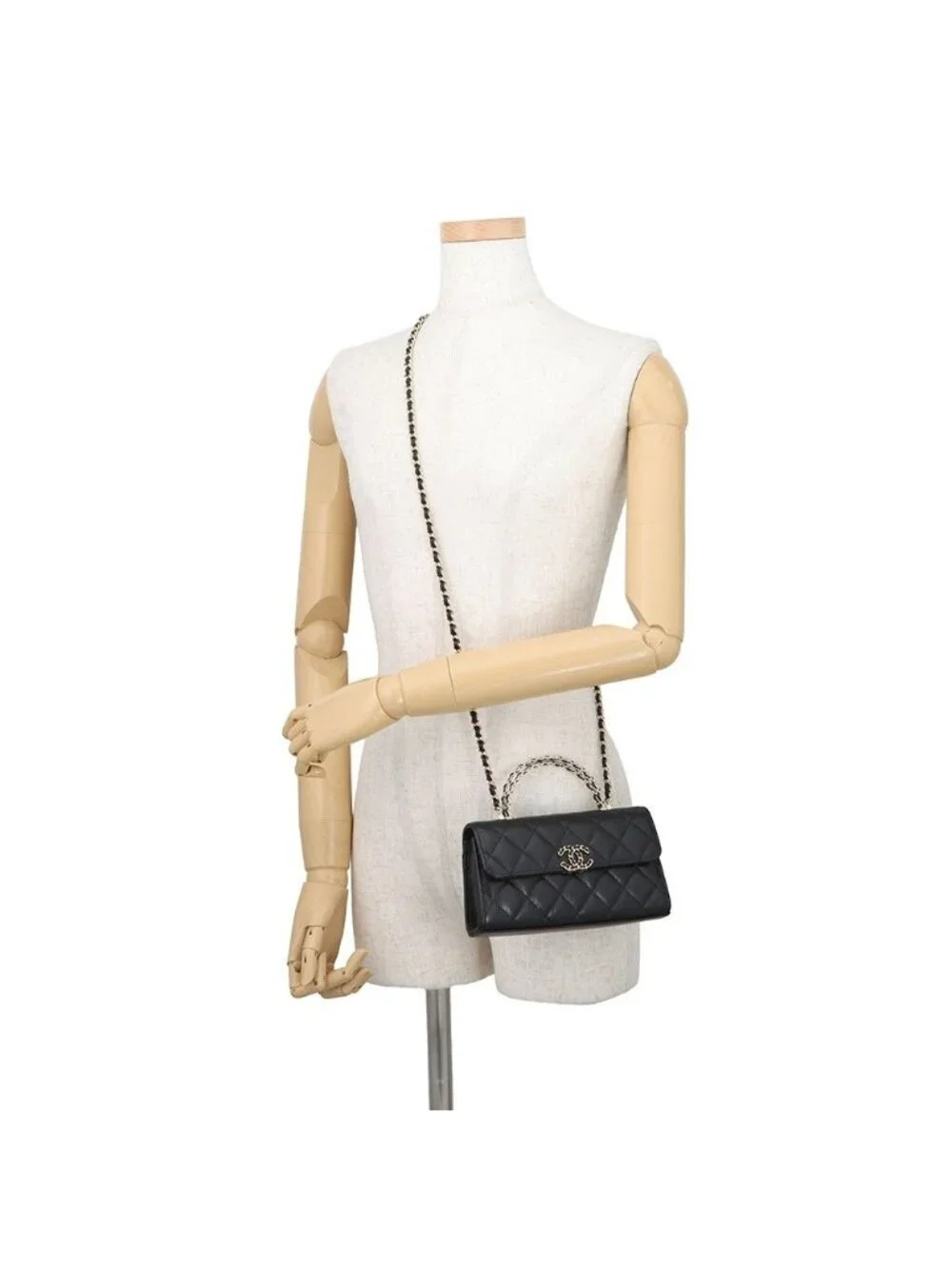 Chanel Chain Shoulder Bag Top Handle Phone Case Quilted CC Logo Caviar Leather